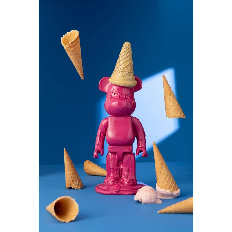 Dekofigur Bär mit Eistüte, Pink