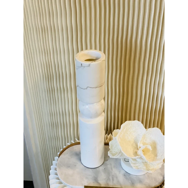 Kerzenhalter-Set aus weißem Marmor, groß