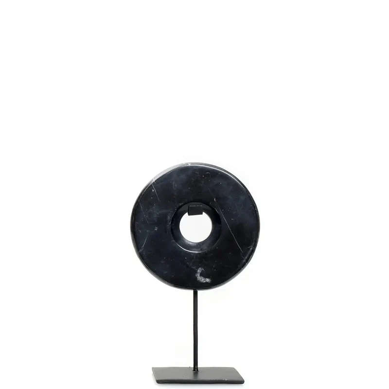 Marmorscheibe auf Ständer, Schwarz