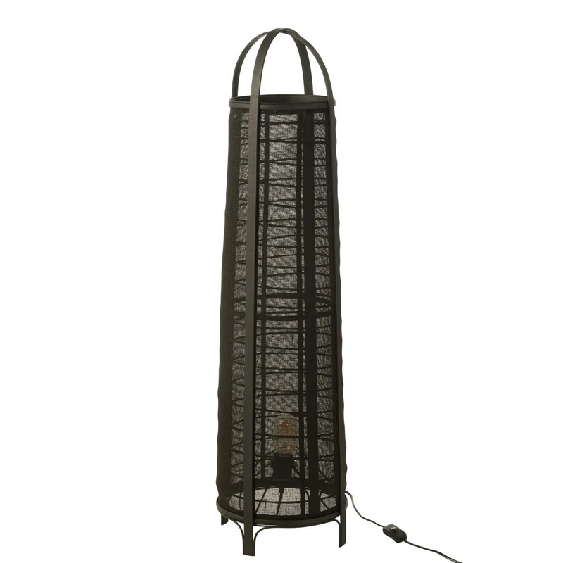 Lampe 'Don' aus Baumwolle und Bambus, Schwarz