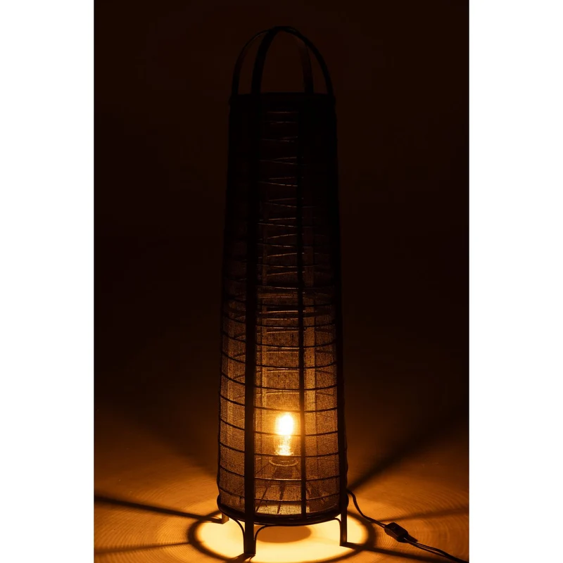 Lampe 'Don' aus Baumwolle und Bambus, Schwarz