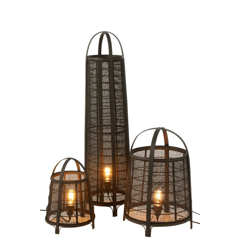 Lampe 'Don' aus Baumwolle und Bambus, Schwarz