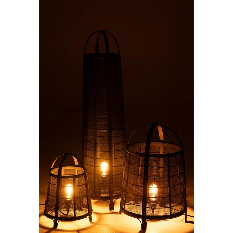 Lampe 'Don' aus Baumwolle und Bambus, Schwarz