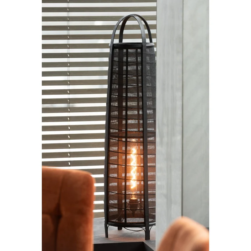 Lampe 'Don' aus Baumwolle und Bambus, Schwarz