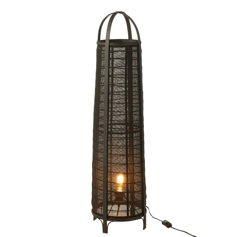 Lampe 'Don' aus Baumwolle und Bambus, Schwarz