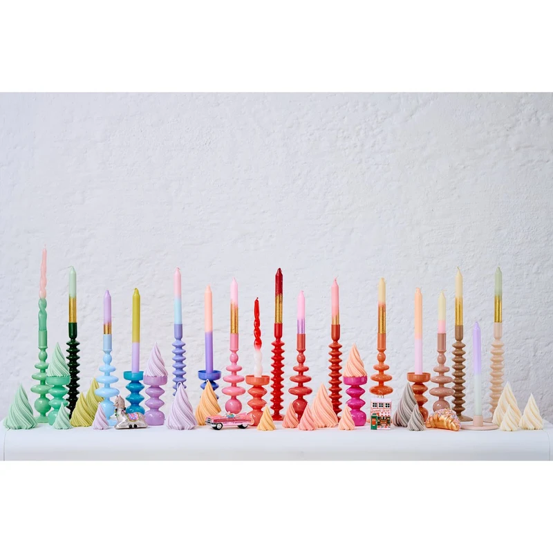 Kerzenständer Zickzack aus Glas, Blau