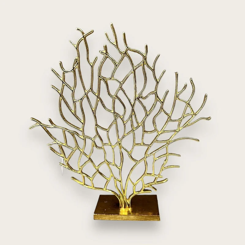 Dekorative Korallenskulptur aus Eisen, goldfarben