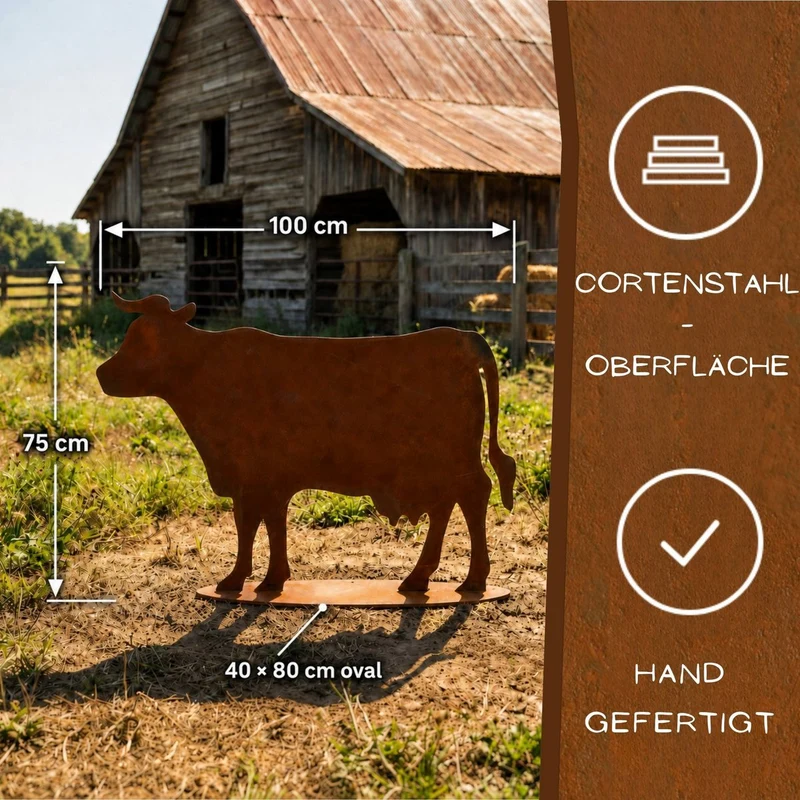Deko Kuh | Edelrost Gartendeko aus Metall