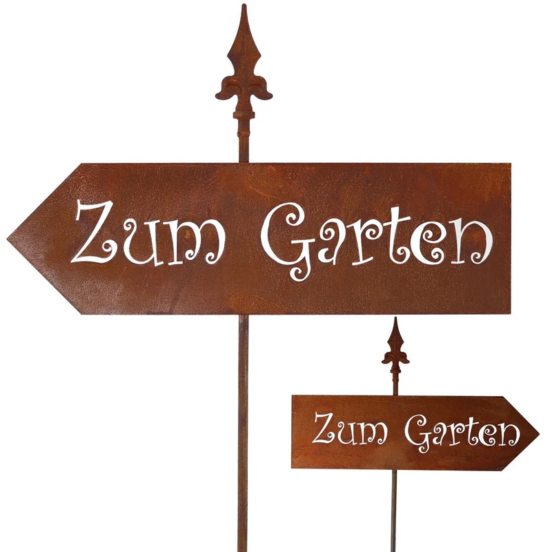 Wegweiser Metall Dekoschild " Zum Garten" | Gartendeko Rost Schild