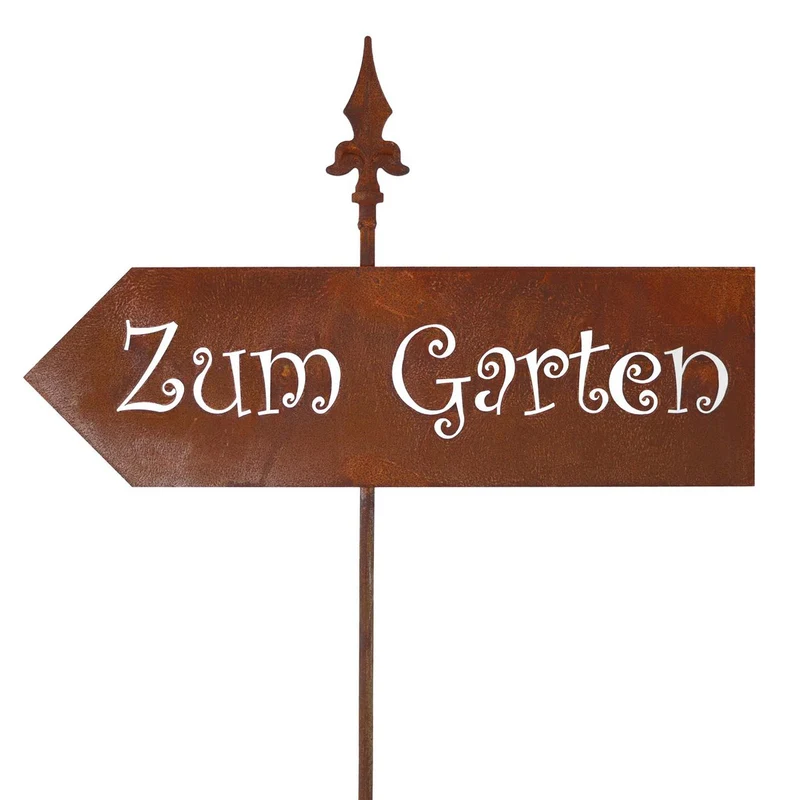 Wegweiser Metall Dekoschild " Zum Garten" | Gartendeko Rost Schild