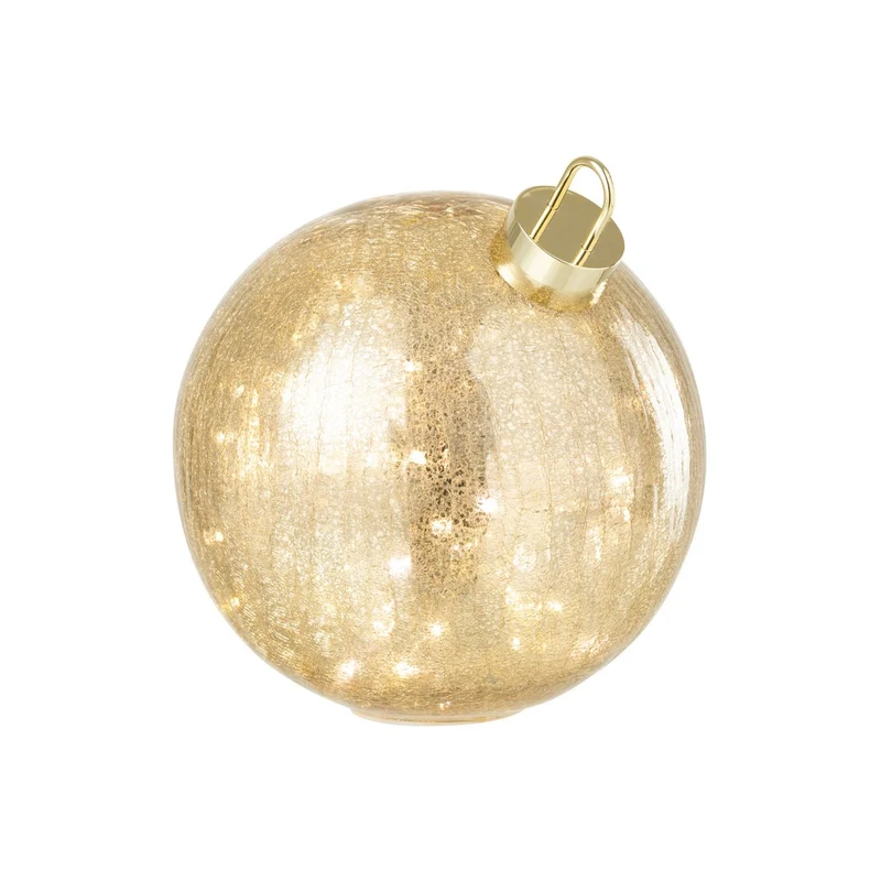 Weihnachtskugel aus Glas in Gold, Größe L, mit LED-Beleuchtung