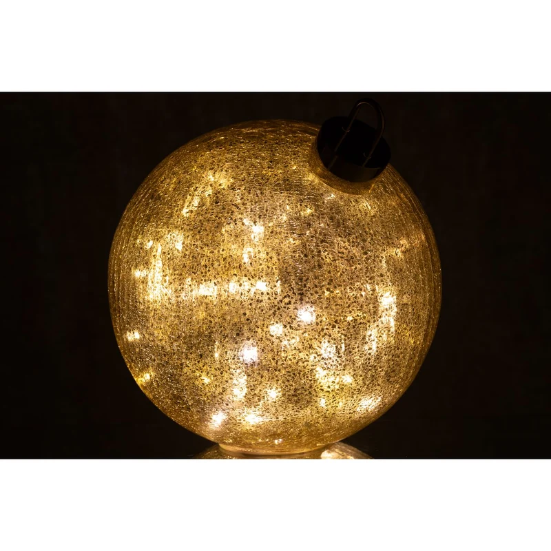 Weihnachtskugel aus Glas in Gold, Größe L, mit LED-Beleuchtung
