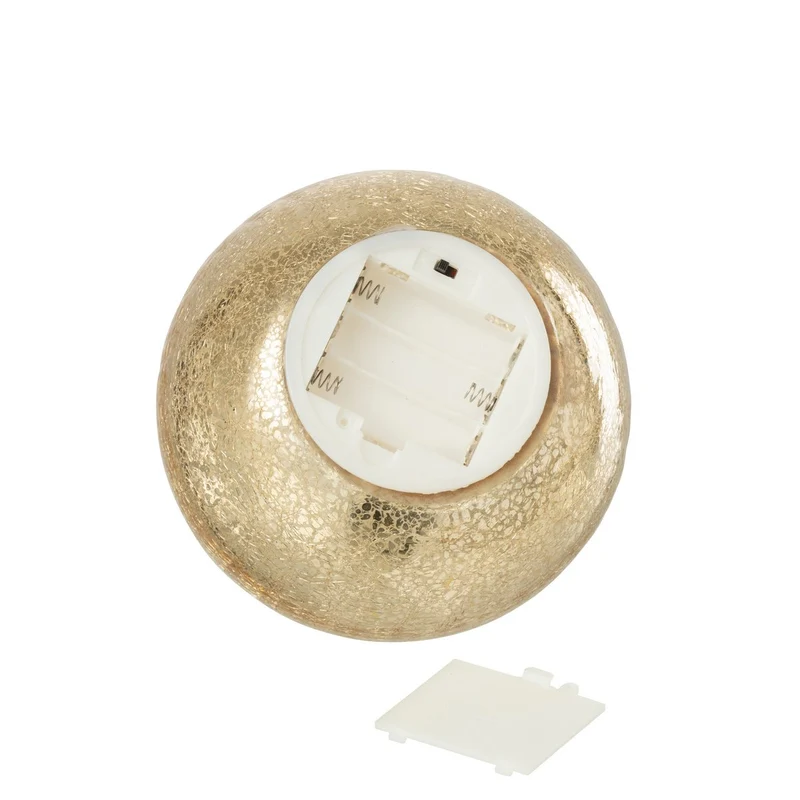 Weihnachtskugel aus Glas in Gold, Größe L, mit LED-Beleuchtung