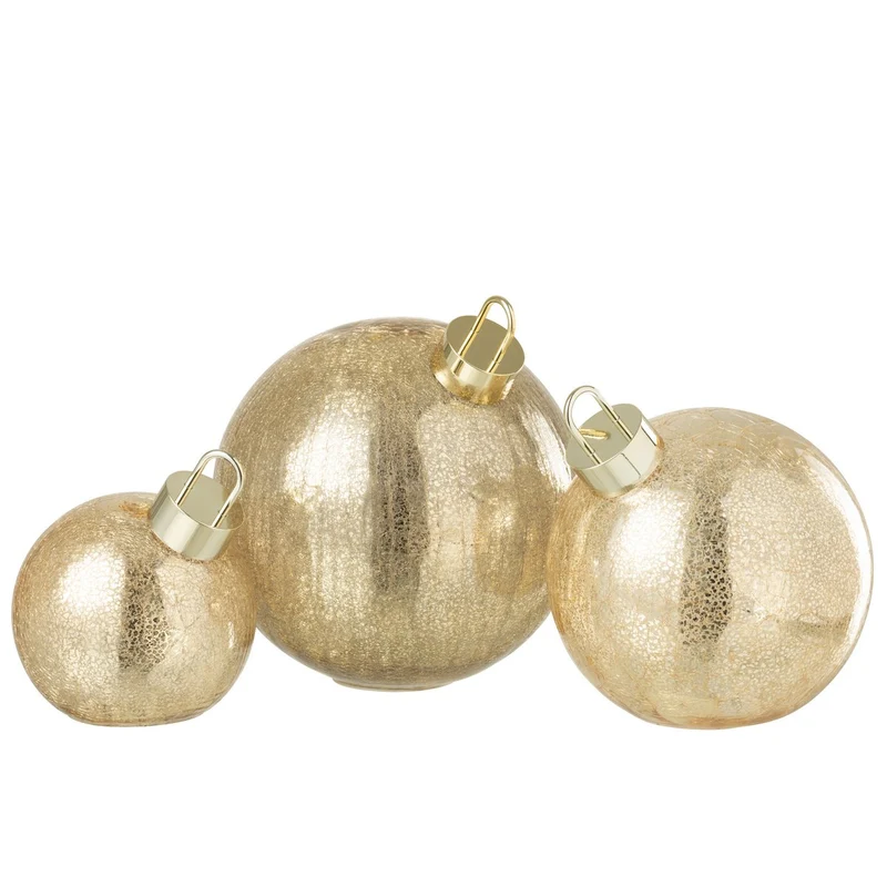 Weihnachtskugel aus Glas in Gold, Größe L, mit LED-Beleuchtung