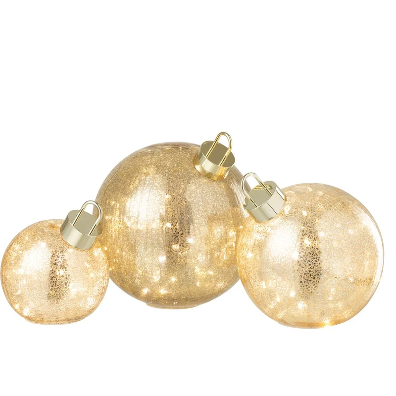 Weihnachtskugel aus Glas in Gold, Größe L, mit LED-Beleuchtung