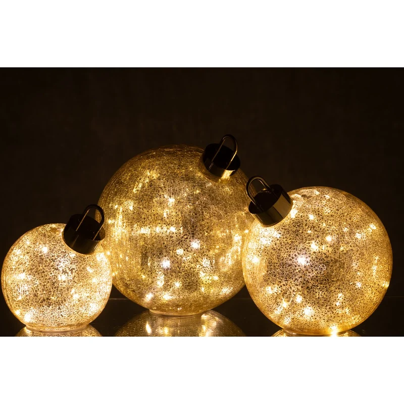 Weihnachtskugel aus Glas in Gold, Größe L, mit LED-Beleuchtung