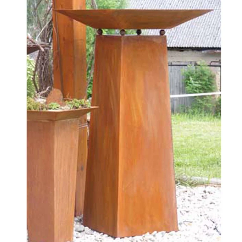 Edelrost Pflanzsäule 1,20 m mit Blumenschale | Gartendeko Vintage Deko