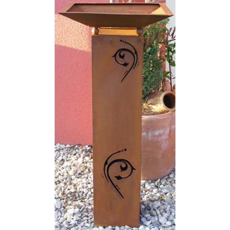Edelrost Gartendeko Säule Bea / Murano mit Blumenschale | Vintage Deko