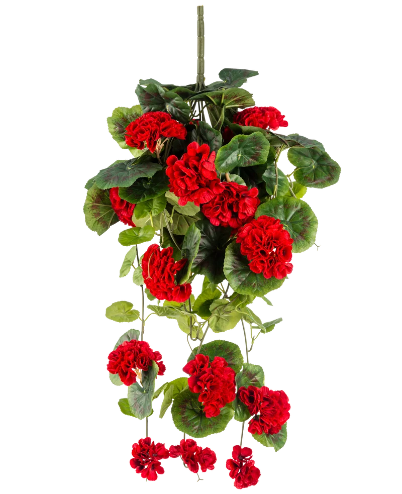 Künstliche Hängepflanze Geranie 75 cm rot