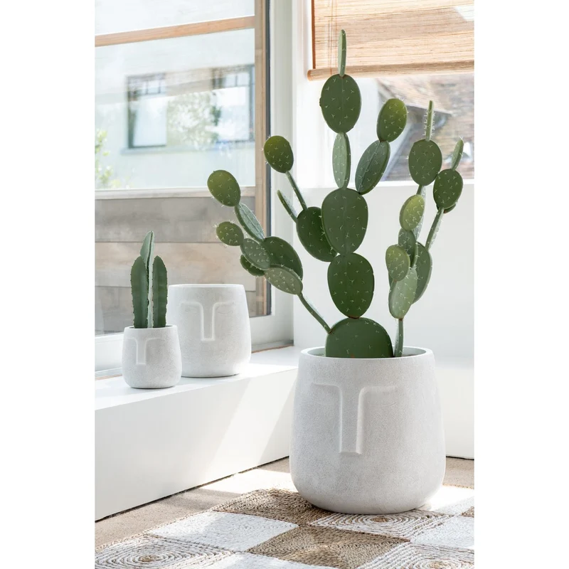 Set mit 3 Blumentöpfen aus Moai-Ton, Weiß