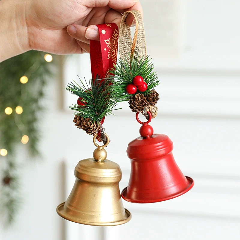 Metall Weihnachtsglocke Dekoration, 15 cm, Eisen, silberfarben, für Tür, Wand, Tischdekoration, Hochzeit, Weihnachtsmarkt