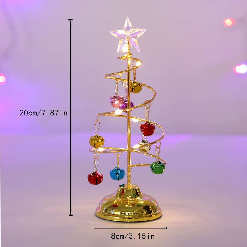 LED-Weihnachtsbaum aus Metall, 26 cm hoch, gold oder silber, perfekt für Weihnachtsdekoration, Geschenke, Heimdekoration
