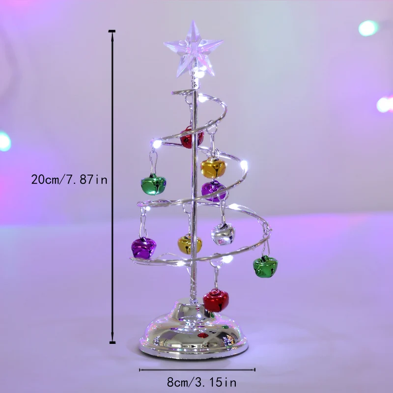 LED-Weihnachtsbaum aus Metall, 26 cm hoch, gold oder silber, perfekt für Weihnachtsdekoration, Geschenke, Heimdekoration