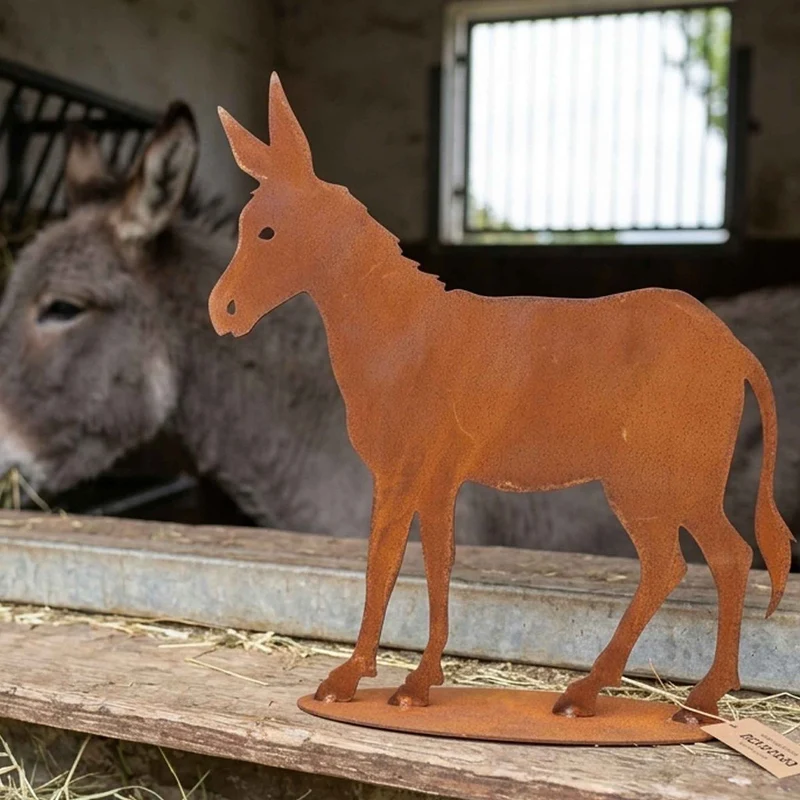 Metall Deko Figur Esel groß | Rost Deko für Garten und Haus