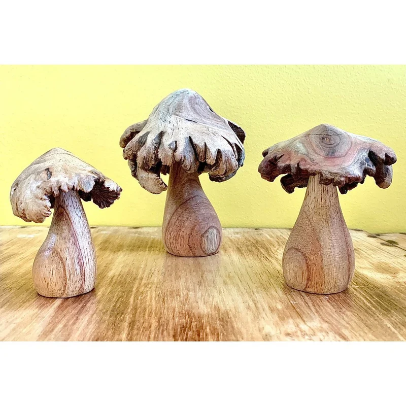 Dekorative Pilze aus Holzrose, 3er-Set