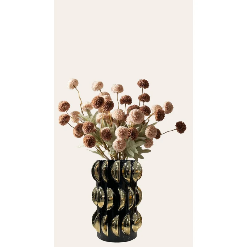 Vase in Schwarz mit goldfarbener Mitte