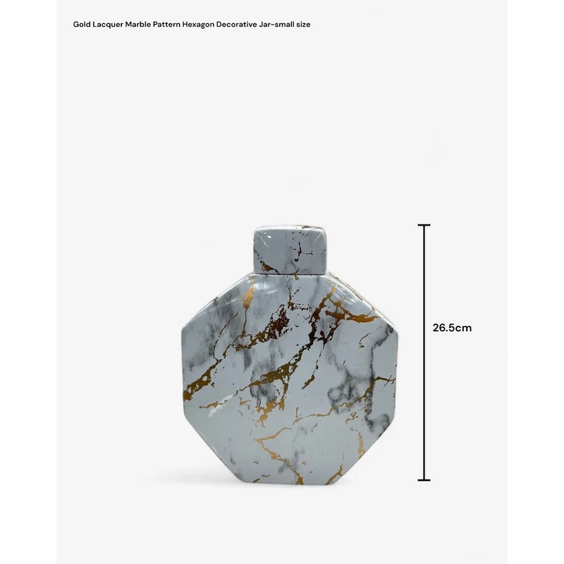 Gold Lack Marmormuster Sechseck dekoratives Glas (kleine Größe)