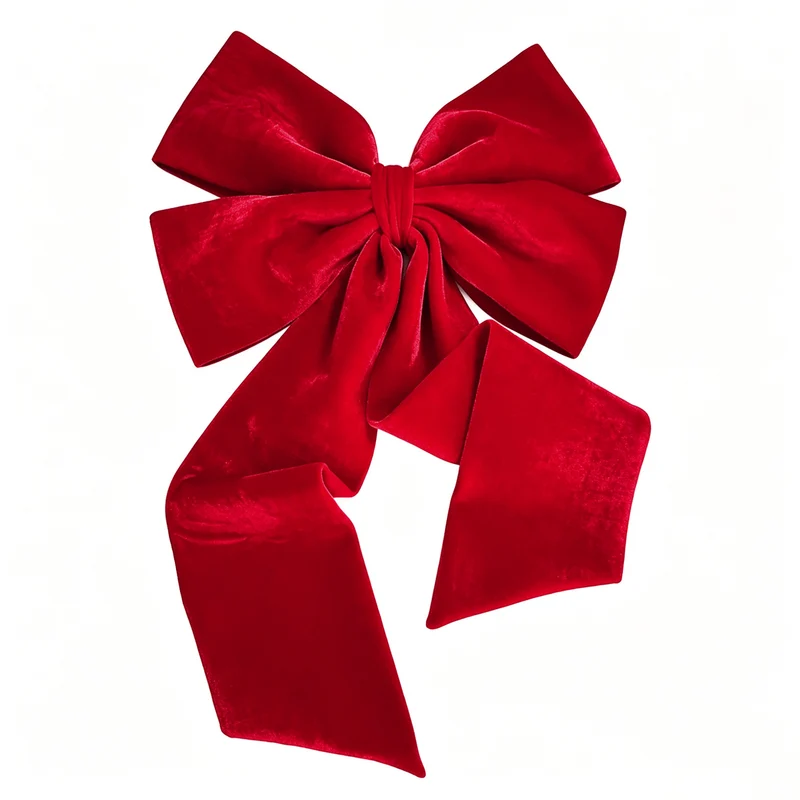 Roter Samt-Doppelschleifen-Deko, 62x111 cm – Hochwertige Weihnachtsdekoration für Hochzeiten, Trauerfeiern, Shop-Deko, ganzjährig einsetzbar