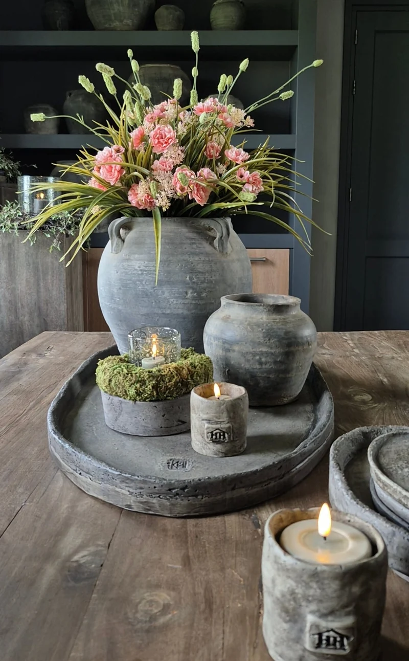 Kunstbloemen boeket zalm - gebonden