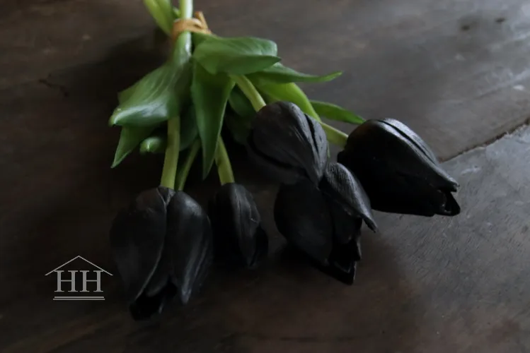 Korte kunsttulpen zwart - 25 cm