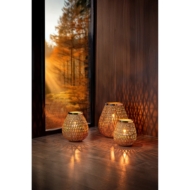 SHONA Windlicht ohne Glas natur