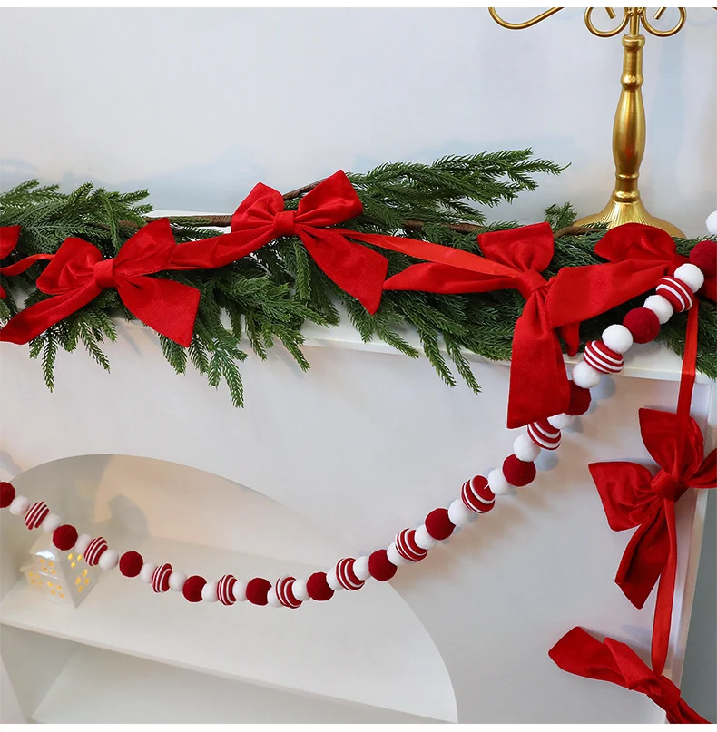 Butterfly-Schleifen-Girlande 180 cm, künstliche Weihnachtsdekoration für Hotel, Schaufenster, Hochzeit, Festliche Raumgestaltung