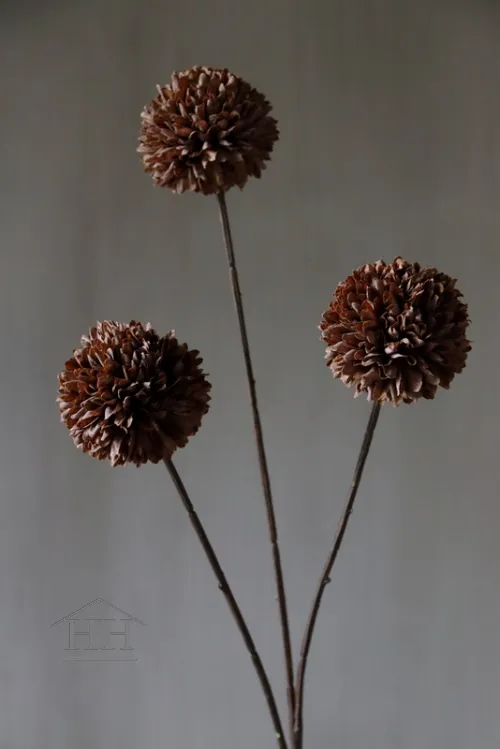 Kunst Pompom 3 bol donker koffie 78cm