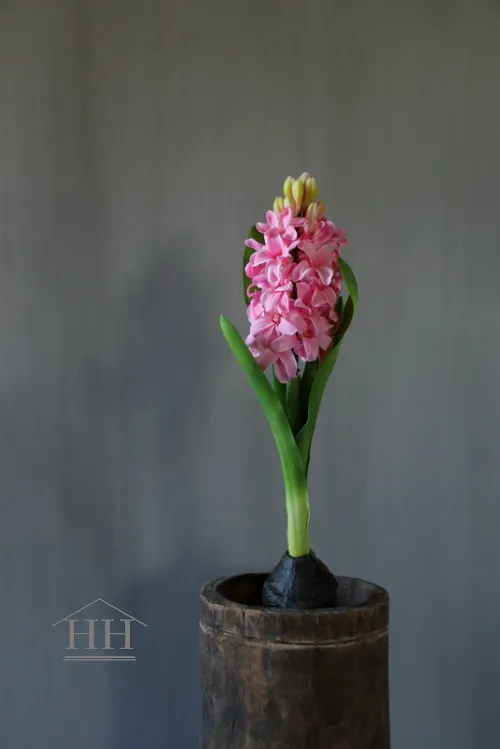 Kunst hyacint op bol roze 30cm