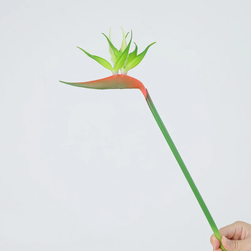 Paradiesvogelblume künstlich, 42 cm, Latex, hochrealistisch für Hochzeit, Hotel, Bürodeko, Innenraum, ohne Topf