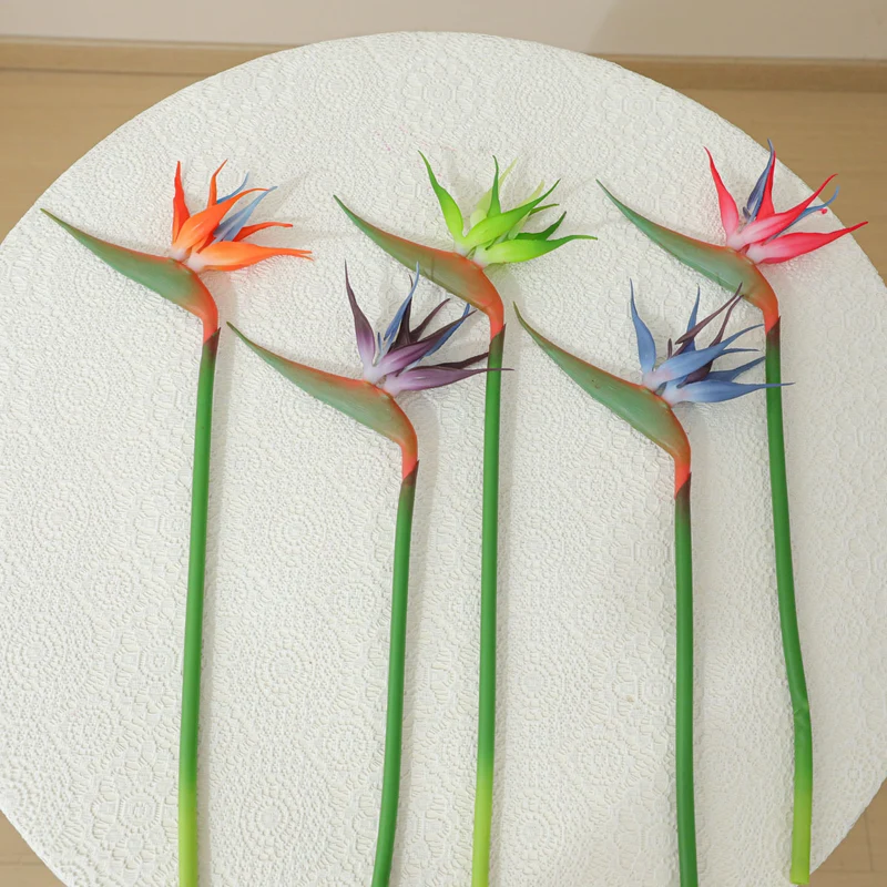 Paradiesvogelblume künstlich, 42 cm, Latex, hochrealistisch für Hochzeit, Hotel, Bürodeko, Innenraum, ohne Topf