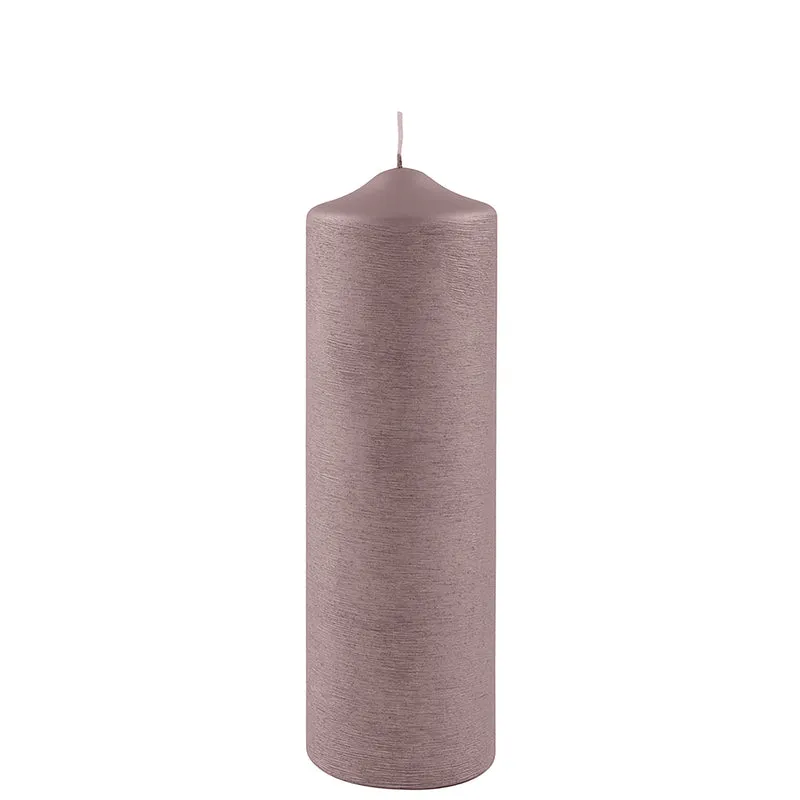 CANDLE gebürstet metallic Stumpenkerze rose