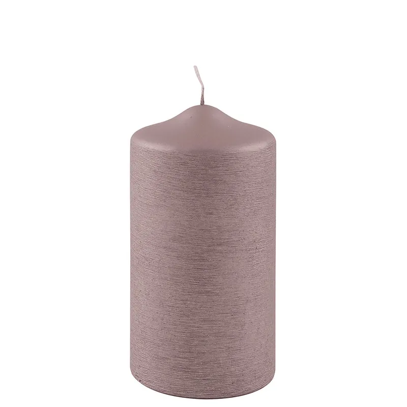 CANDLE gebürstet metallic Stumpenkerze rose
