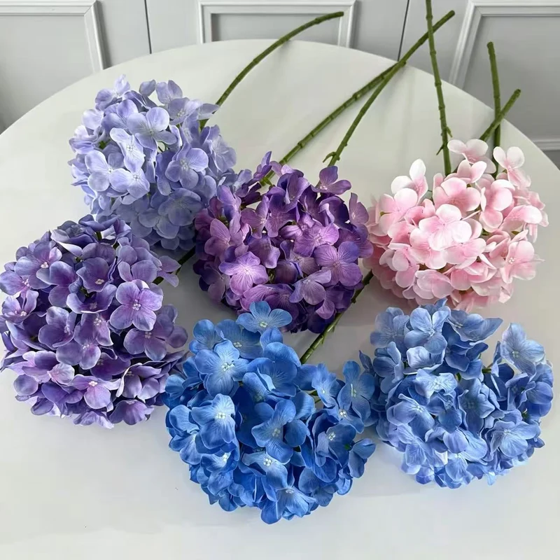 Künstliche Hortensie, 67 cm, hochwertig naturgetreu, für Hochzeit, Trauerfeier, Dekoration, Innenraum, 1 Stiel