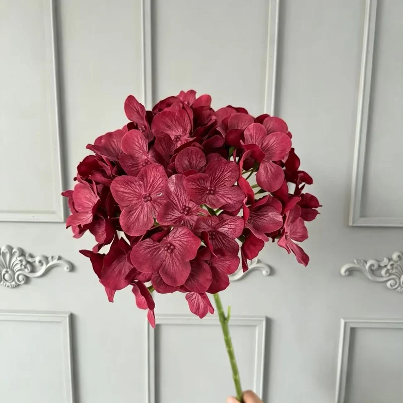 Künstliche Hortensie, 67 cm, hochwertig naturgetreu, für Hochzeit, Trauerfeier, Dekoration, Innenraum, 1 Stiel