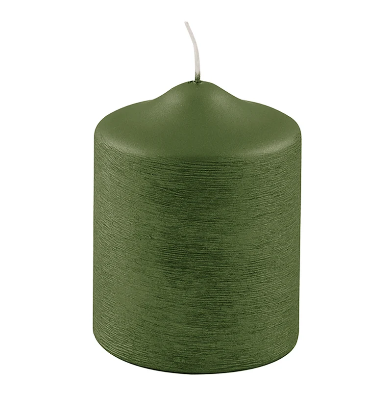 CANDLE gebürstet metallic Stumpenkerze dunkelgrün