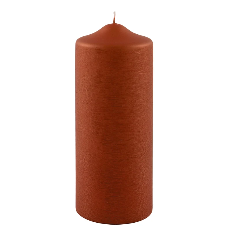 CANDLE gebürstet metallic Stumpenkerze terra