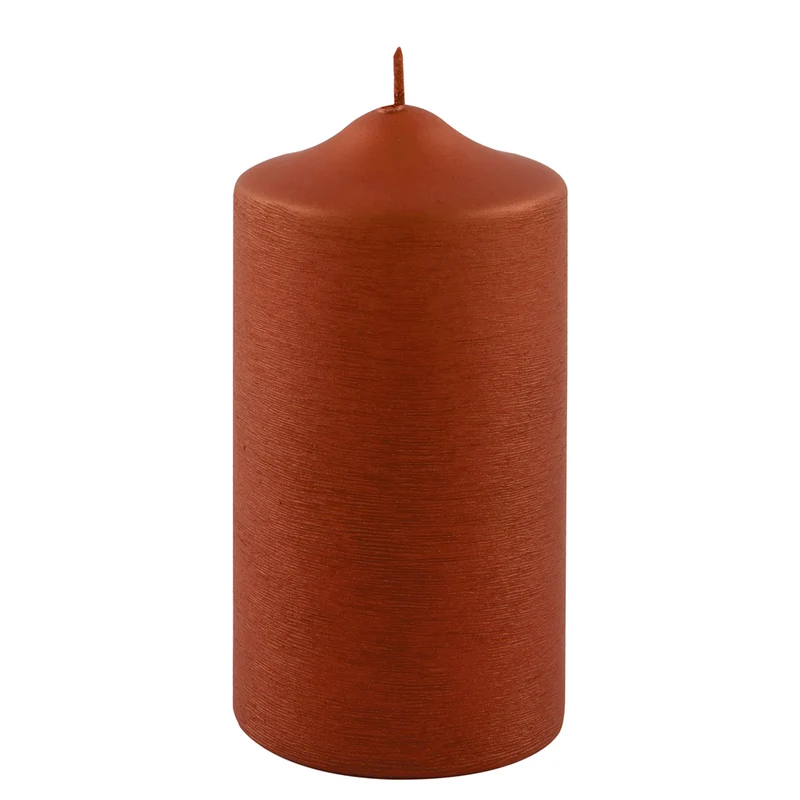 CANDLE gebürstet metallic Stumpenkerze terra