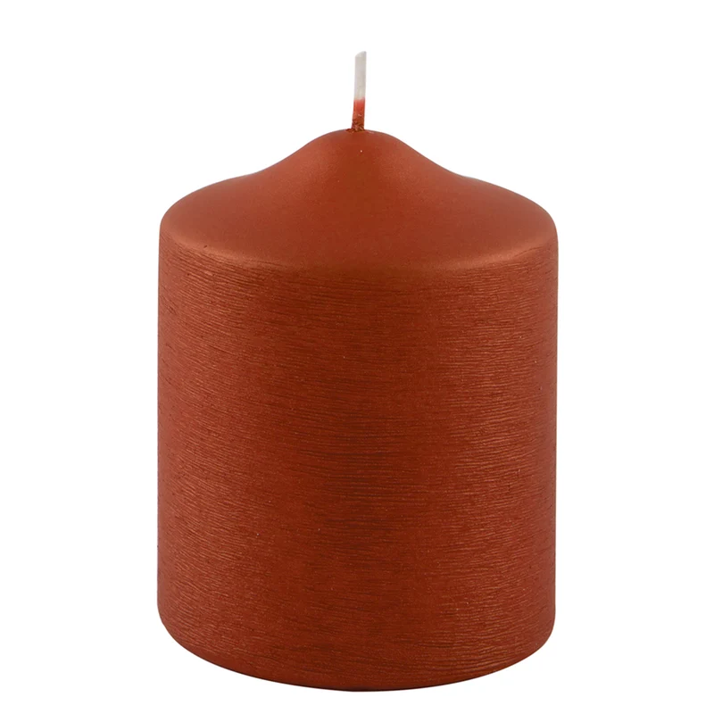 CANDLE gebürstet metallic Stumpenkerze terra
