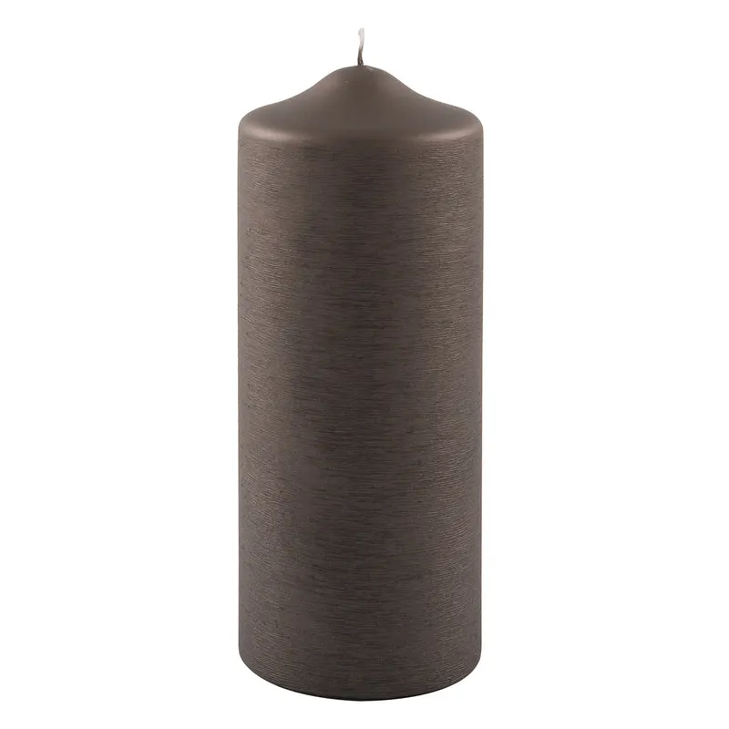 CANDLE gebürstet metallic Stumpenkerze mocca