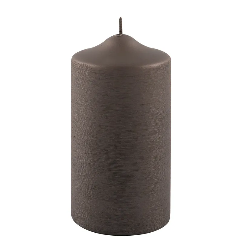 CANDLE gebürstet metallic Stumpenkerze mocca